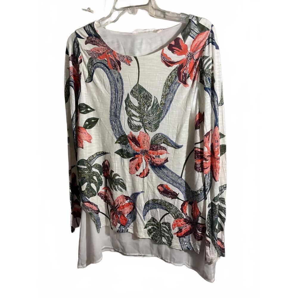 Vibrant Floral Long Sleeve Top by Soft Surroundings M